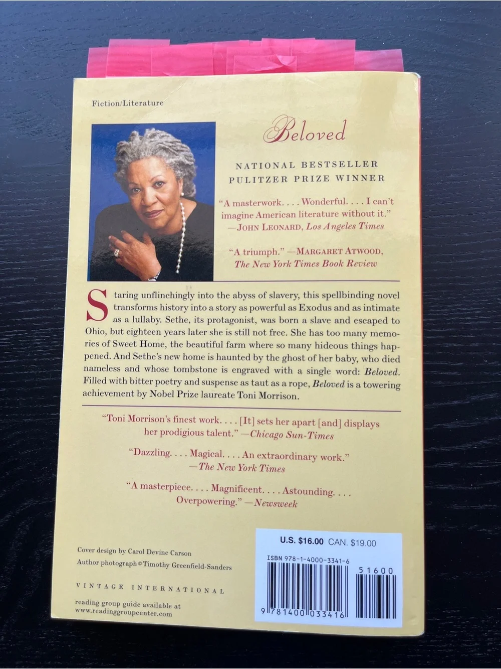 Vintage International Beloved Toni Morrison Paperback Book Red 8